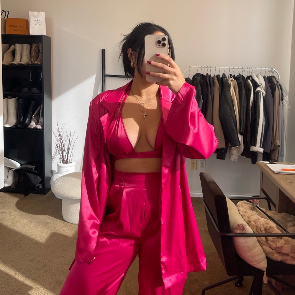 NWT 3 pc Pink Silk Set